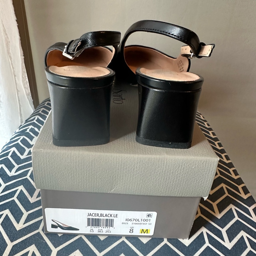 Franco Sarto Black Leather Block Heels